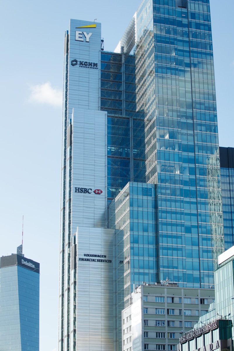 a tall building with glass windows